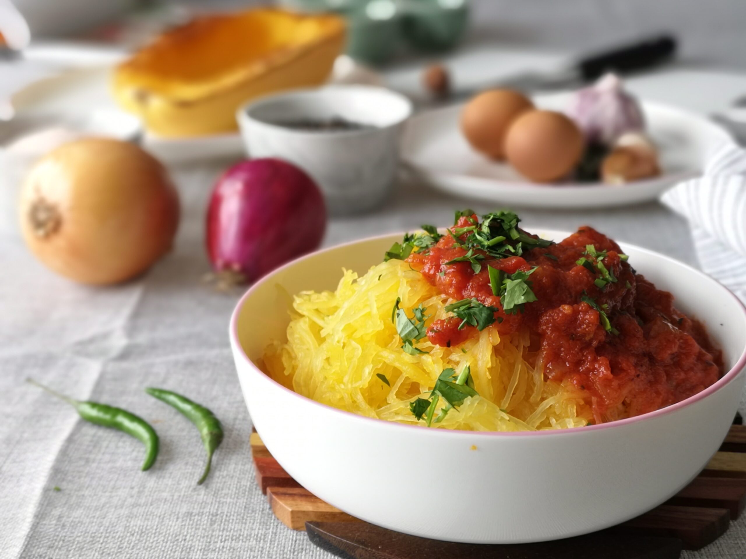 Beta-Rezept: Kürbis Spaghetti mit Paradeiser-Tofu-Sauce - Schlanke Figur